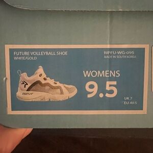 Women's White and Gold Athletic Volleyball Shoes
